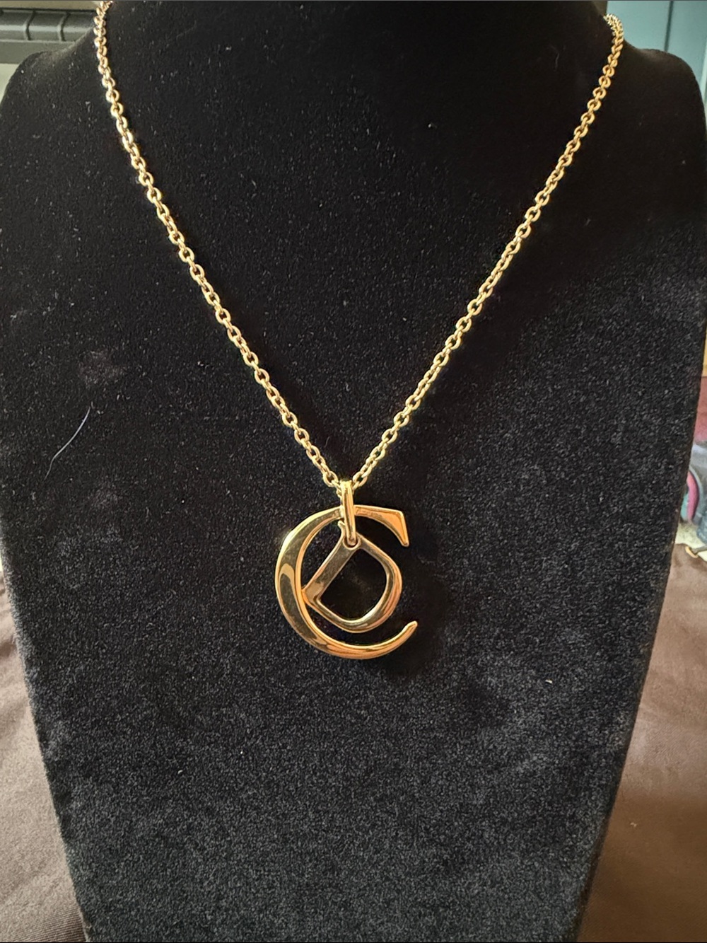 Christian Dior Vintage Gold CD Interlocking Logo Chain Necklace